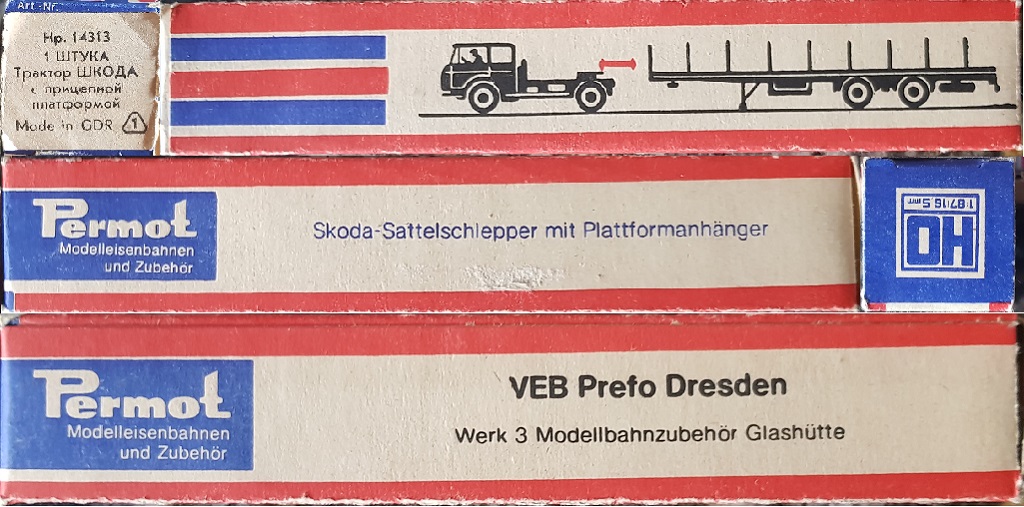 Упаковка (коробка) середины 80-х Skoda S 706 Skoda-Sattelschlepper mit Plattformanhanger выпускался фабрикой Permot