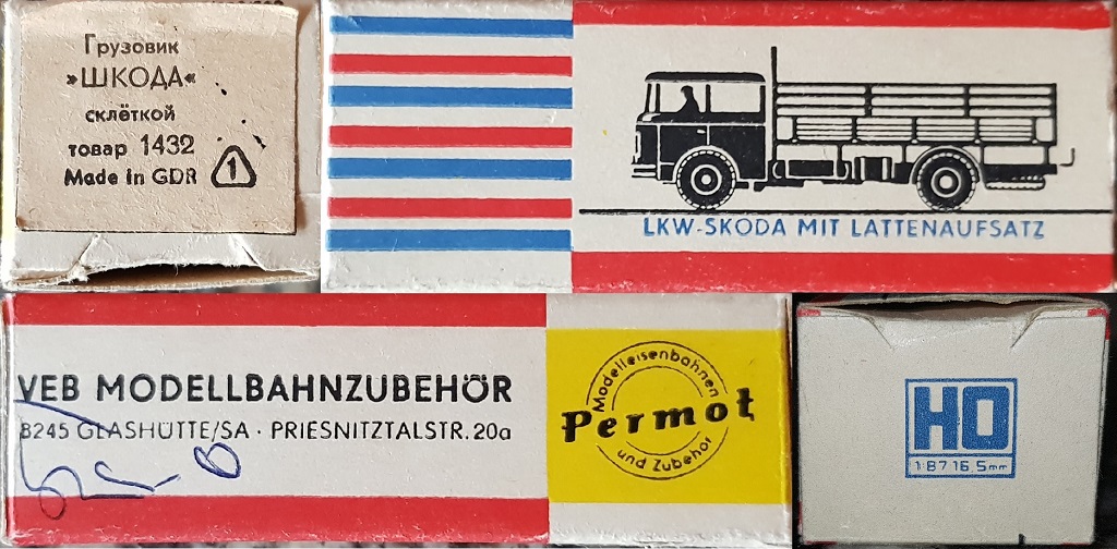 Упаковка (коробка) для СССР 1979-1981 гг. Skoda LKW mit Lattenaufsatz от Permot (Грузовик ШКОДА склёткой товар 1432 Made in GDR, сорт-1)