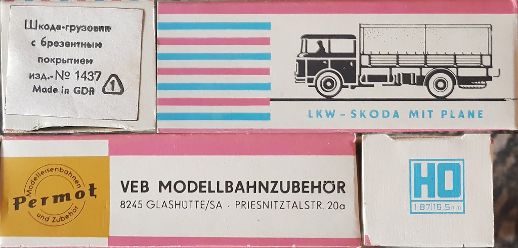 Упаковка (коробка) моделей Permot 1979-1981 год Skoda S706 LKW mit Plane (Шкода-грузовик с брезентовым покрытием) от фабрики PERMOT